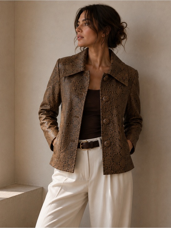 Live a Little Jackets & Blazers - Live A Little Snakeskin Leather Jacket | Quiet Luxury Cropped Leather Western SM